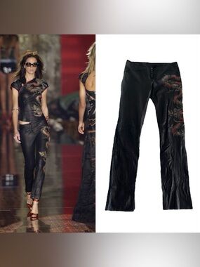 Roberto Cavalli 2003 leather dragon pants